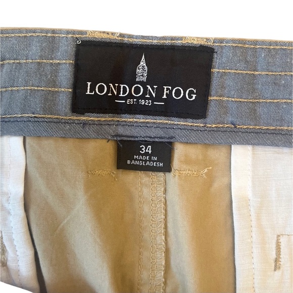 London Fog Shorts Color: Ash Stone Flat Front Chino Tan NWT Men’s Size 34 - Picture 4 of 15